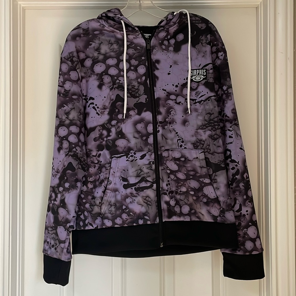 Pulse by Sirphis Zip Up Hoodie in Purple/Black/Gray Colors and Great Pattern